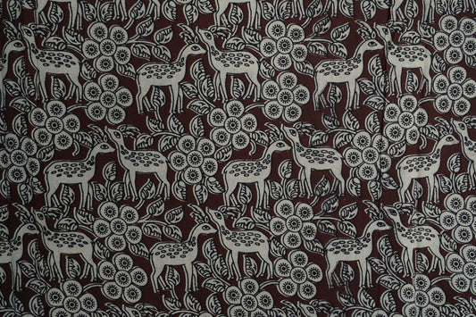 KALAMKARI COTTON - Chocolate brown base