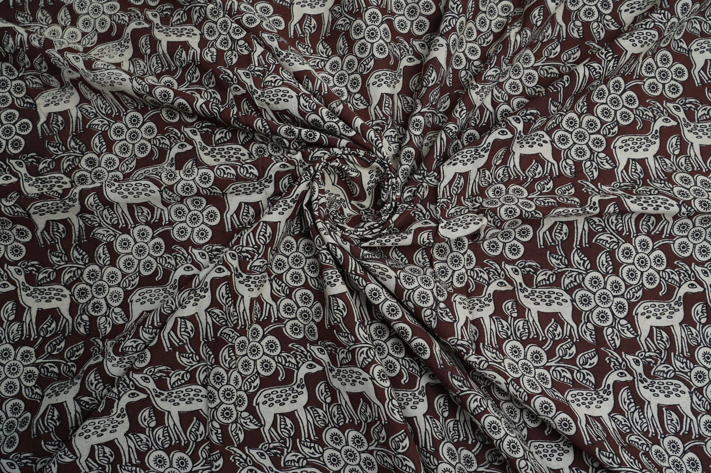 KALAMKARI COTTON - Chocolate brown base