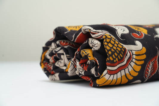 KALAMKARI COTTON - Jet black base