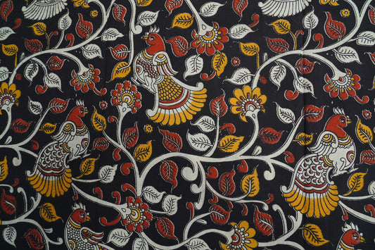 KALAMKARI COTTON - Jet black base