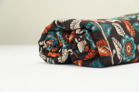 KALAMKARI COTTON - Jet black base