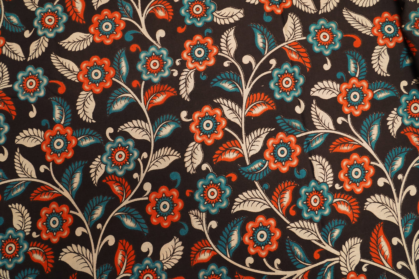 KALAMKARI COTTON - Jet black base