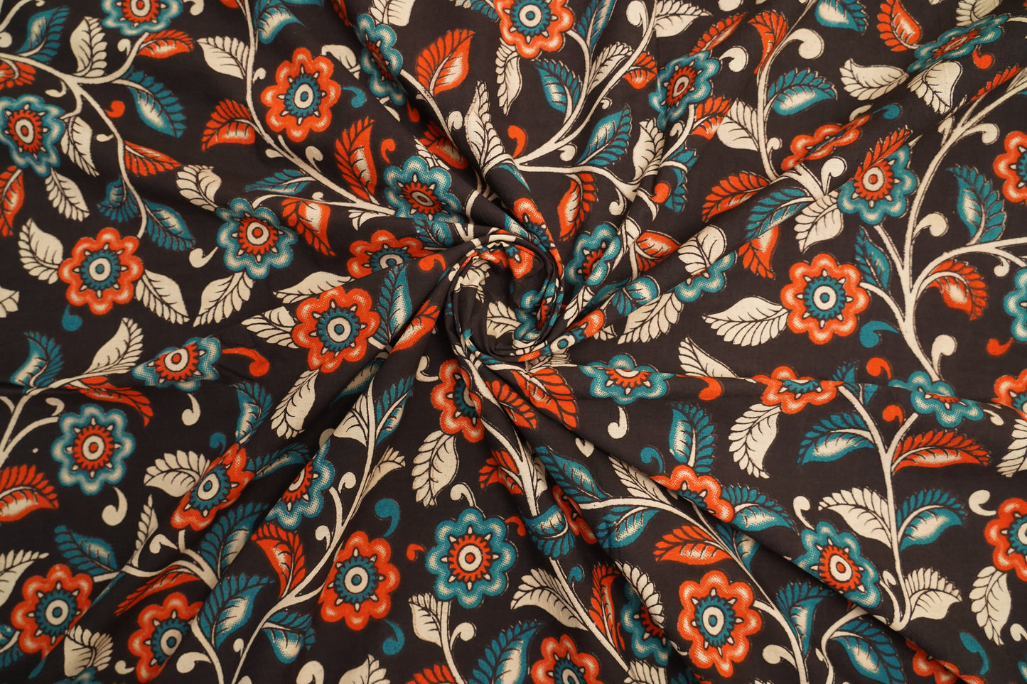 KALAMKARI COTTON - Jet black base
