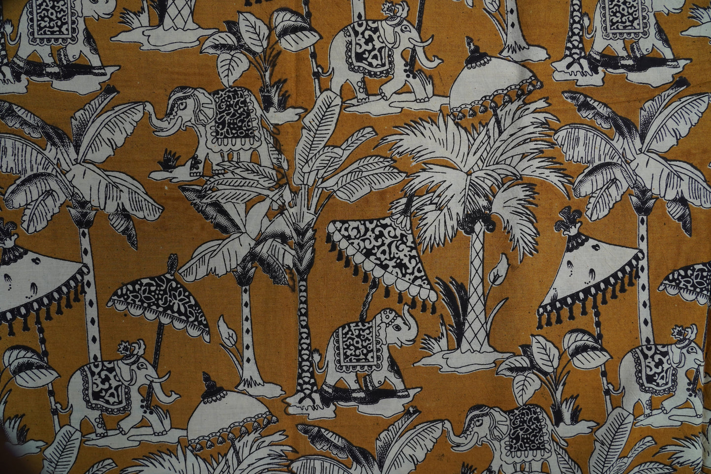 KALAMKARI COTTON - Mustard ochre base