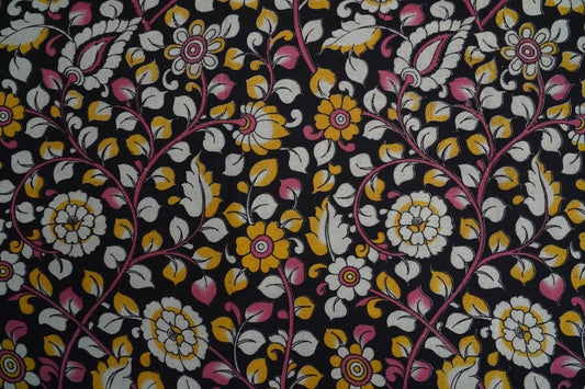 KALAMKARI COTTON - Jet black base