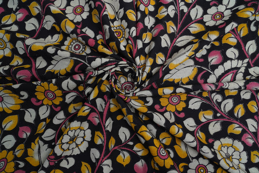 KALAMKARI COTTON - Jet black base