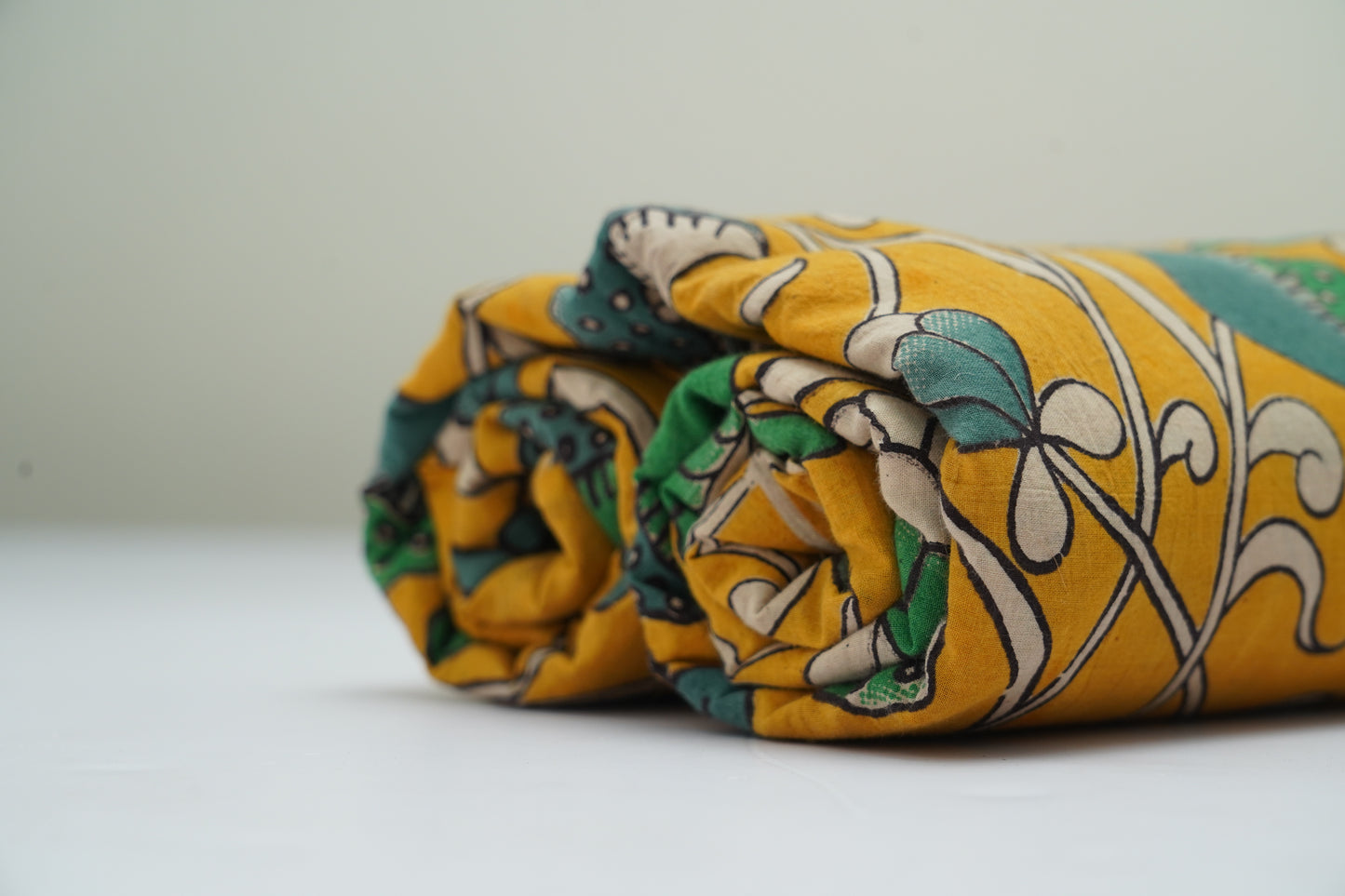 KALAMKARI COTTON - Warm mustard yellow base