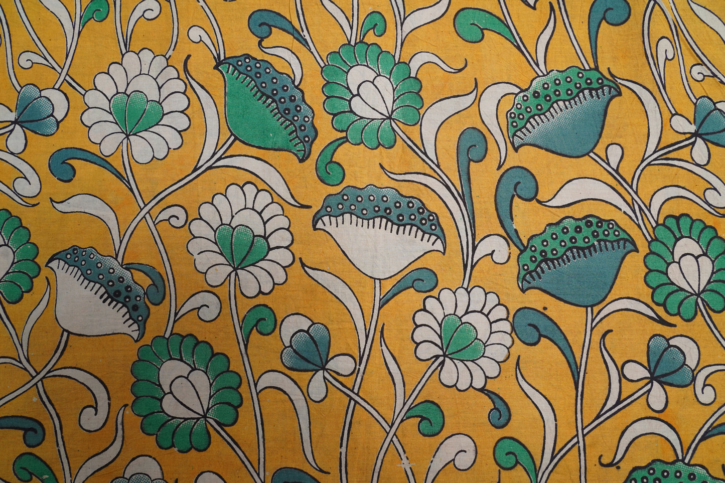 KALAMKARI COTTON - Warm mustard yellow base