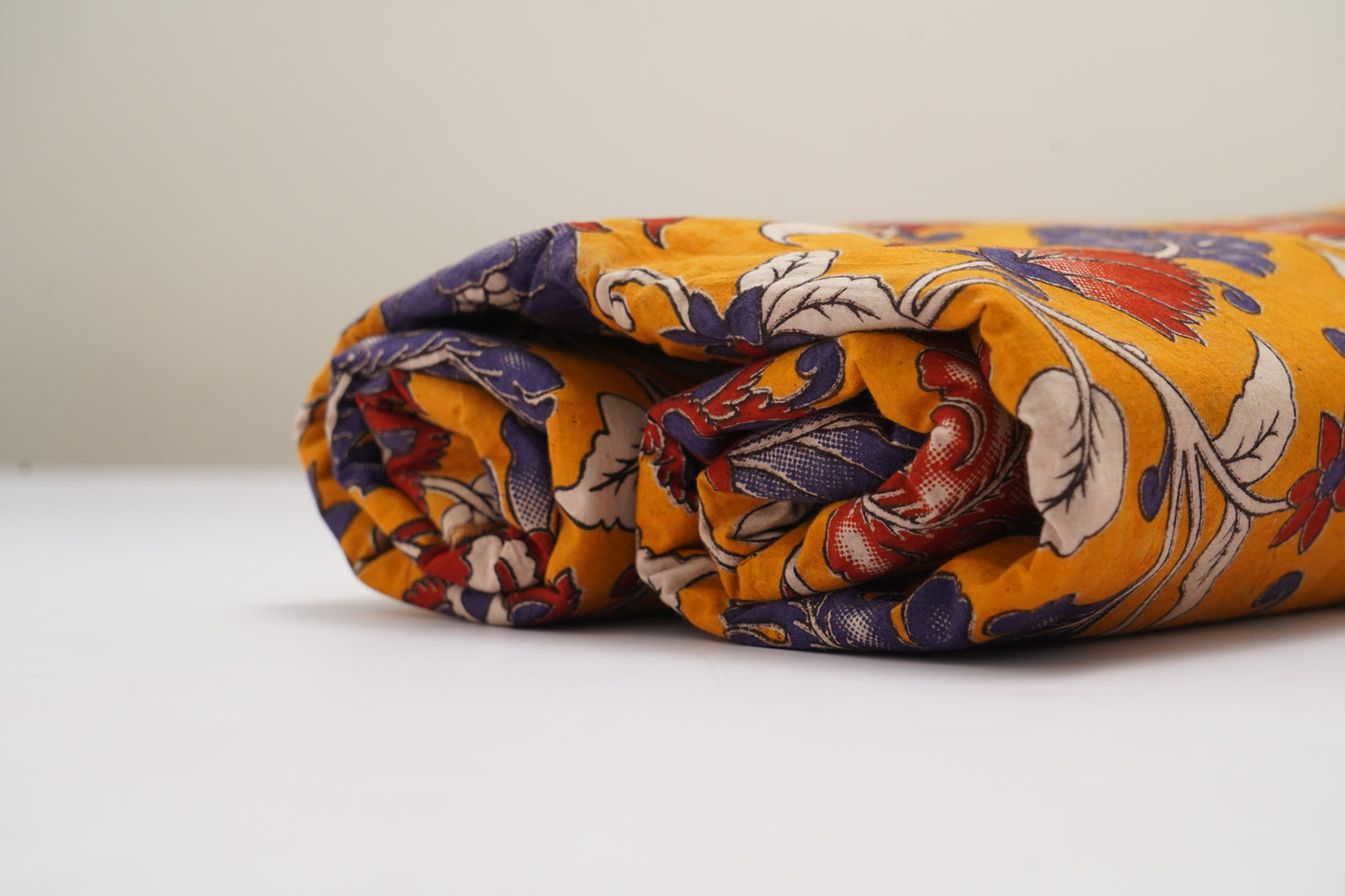 KALAMKARI COTTON - Lite mustard yellow base