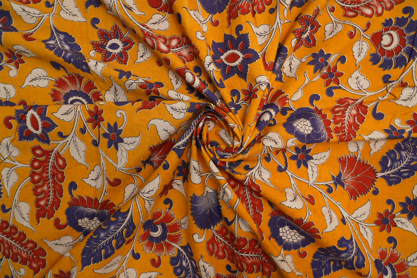 KALAMKARI COTTON - Lite mustard yellow base