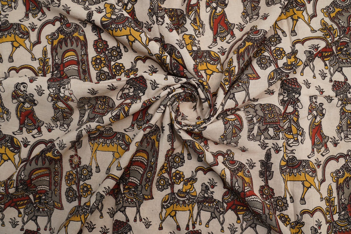 KALAMKARI COTTON - Ivory beige base