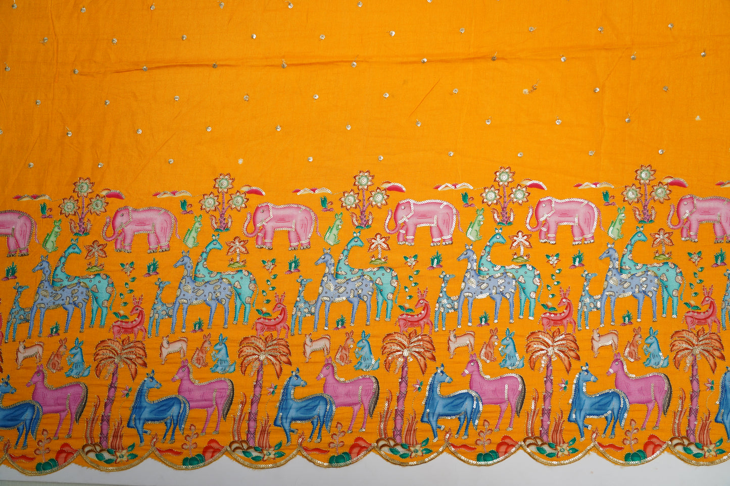 Embroidered Silk Fantasy Border Fabric