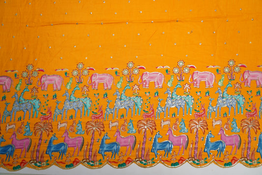 Embroidered Silk Fantasy Border Fabric