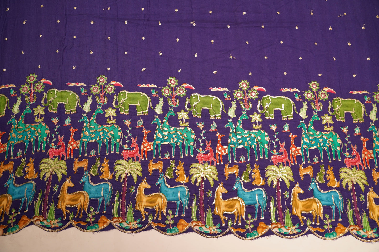 Embroidered Silk Fantasy Border Fabric