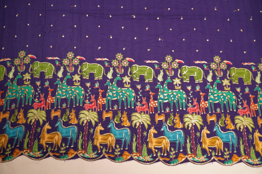 Embroidered Silk Fantasy Border Fabric