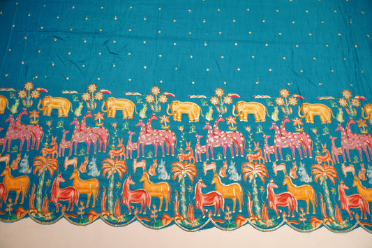 Embroidered Silk Fantasy Border Fabric