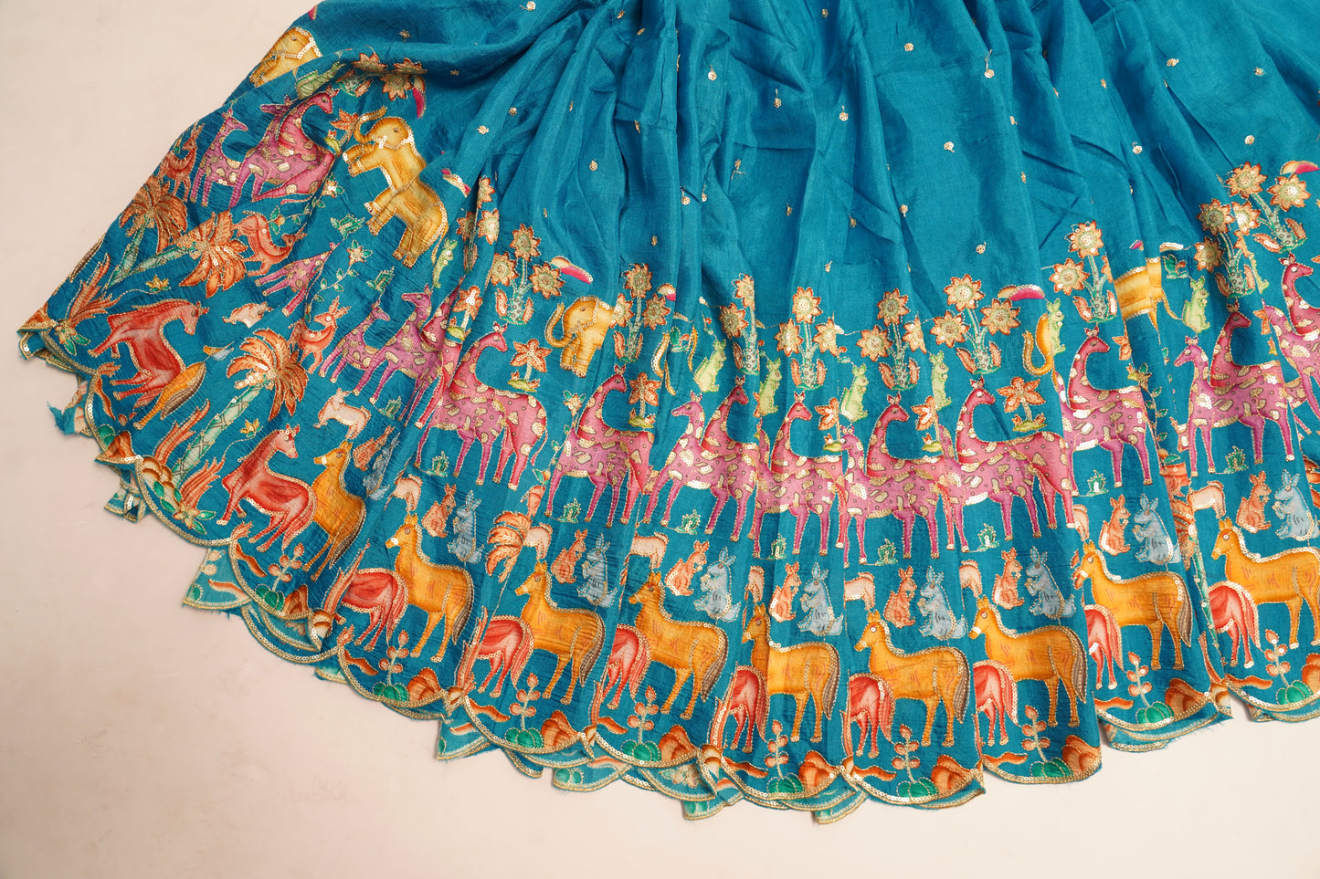 Embroidered Silk Fantasy Border Fabric