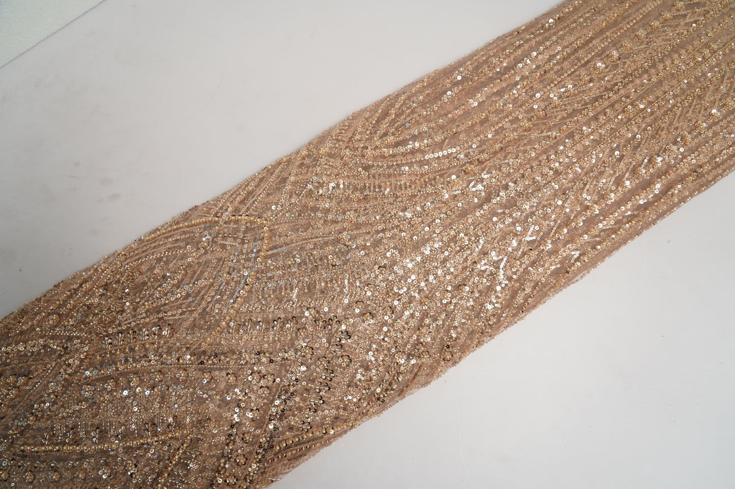 IMPORTED HANDWORK NET EMBROIDERY - Champagne Gold