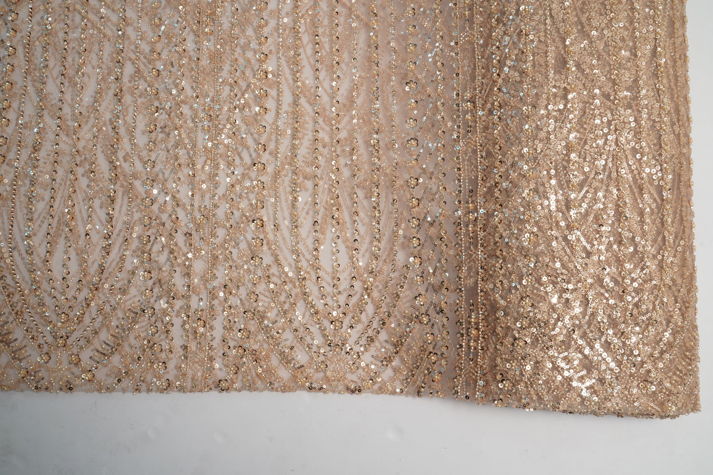 IMPORTED HANDWORK NET EMBROIDERY - Champagne Gold