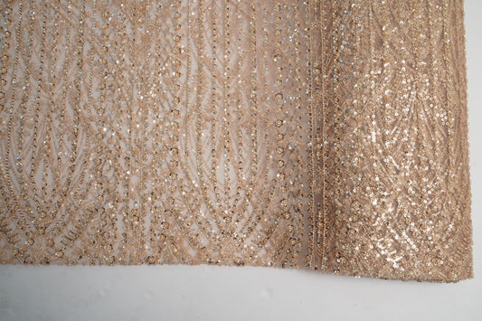 IMPORTED HANDWORK NET EMBROIDERY - Champagne Gold