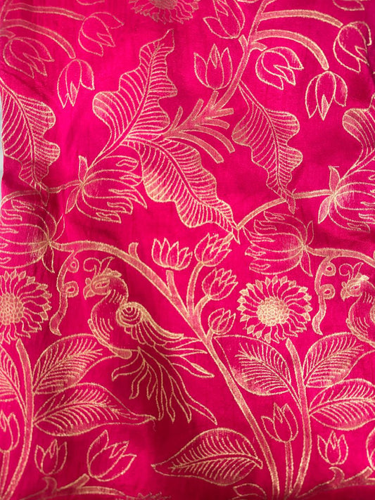 Rani Pink Heritage Glow – Raw Silk Brocade